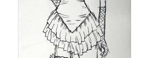 Fashion sketch of asymmetrical layered dress