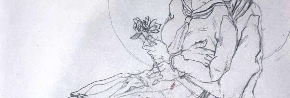 Two Girls Hugging a Rose